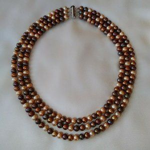 Natural Freshwater Pearl TRIPLE Necklace